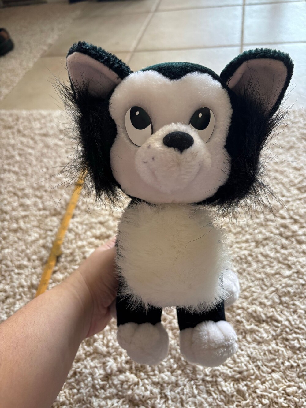 Disney Figaro Plush Cat from Pinocchio Disneyland - Used Black/White